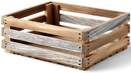 Rustic Wooden Crate Distressed Gray and Brown Wood Storage Box Farmhouse Decor