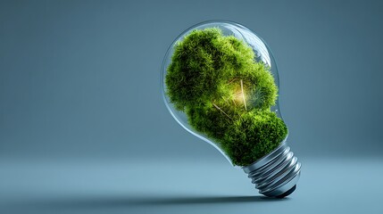 Green eco friendly lightbulb, green energy concept