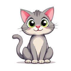 Vsai adorable grey kitten sitting and looking up with big eyes