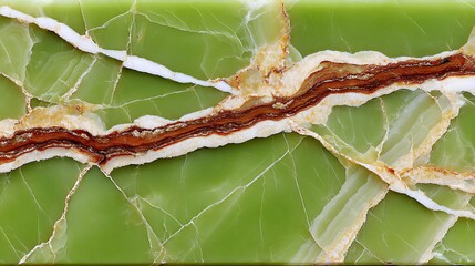 Elegant Green Onyx Stone with Intricate Veins and Patterns for Background or Surface Design