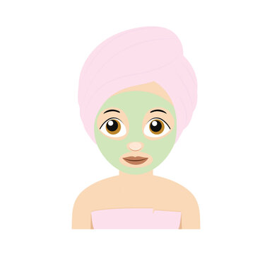 Female face with beauty mask. vector illustration isolated. Girl with mask emoji.