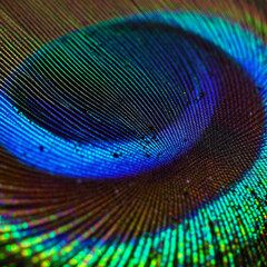 Peacock feather, iridescent, vibrant, detail, macro, close-up, texture, jewel-toned, colorful, pattern, nature, ornate, beauty, avian, plumage, exotic, colorful feather, peacock, bird, feather detail.