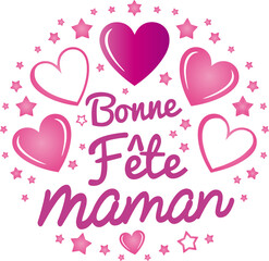 Bonne fête maman ! sticker rond message cœur pour la fête des mères