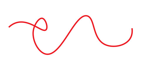 Red thread isolates on a white background. Red thread looped in a circle form, symbolizing vector. Line of red yarn,
