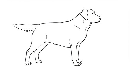 Fototapeta premium Standing Dog Outline Illustration on White Background