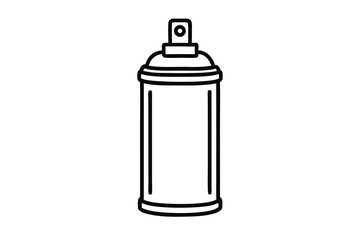 Outlined spray can presents simple and clear design against the white backdrop