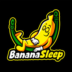 banana sleep cartoon mascot logo