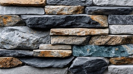 Textured Stone Wall with Various Shades of Gray, Brown, and Blue for Modern Decor Projects