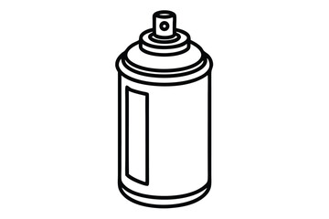 Minimalist outline shows an aerosol spray can with nozzle and label in black lines