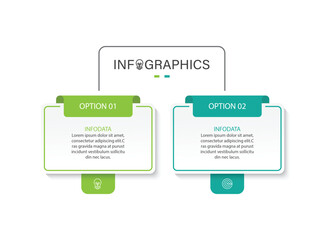 Vector infographic template with icons and 2 options or steps. Can be used for process diagram, presentations, workflow layout, flow chart, info