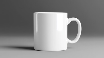 Fototapeta premium White Ceramic Coffee Mug on Gray Background with Soft Shadow