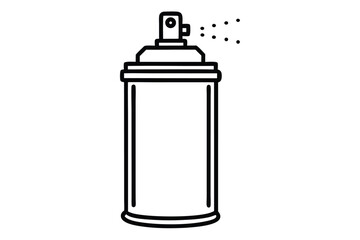 Line art spray can shows small drops coming out of nozzle on top