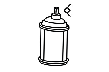 An isolated outline of a spray paint can next to a rune symbol