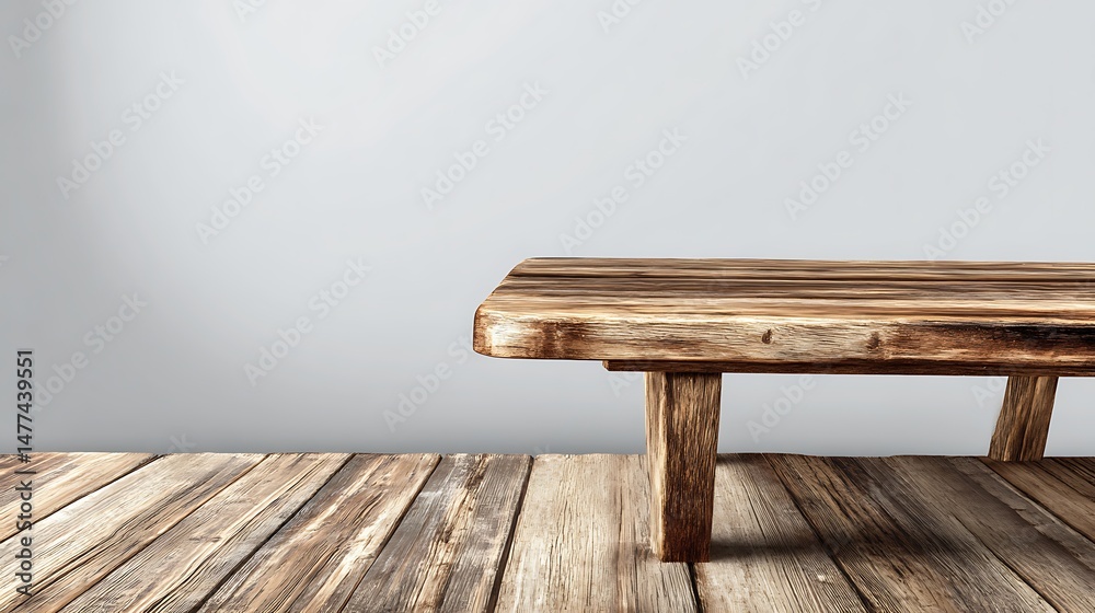 Aufkleber Wooden table on a white background with space for product display