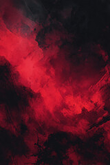 Fototapeta premium Abstract painting with deep red hues swirling with dark tones creating a dramatic effect