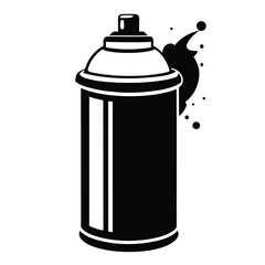 Black spray paint can with paint splatter creates a bold and striking image