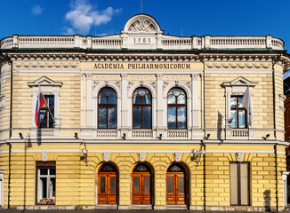 Exterior of the Academia Philharmnonicum, music theater and concert building in Ljubljana, Slovenia, Europe