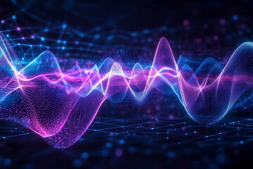 Abstract Purple Blue Wave Particle Background Digital Art