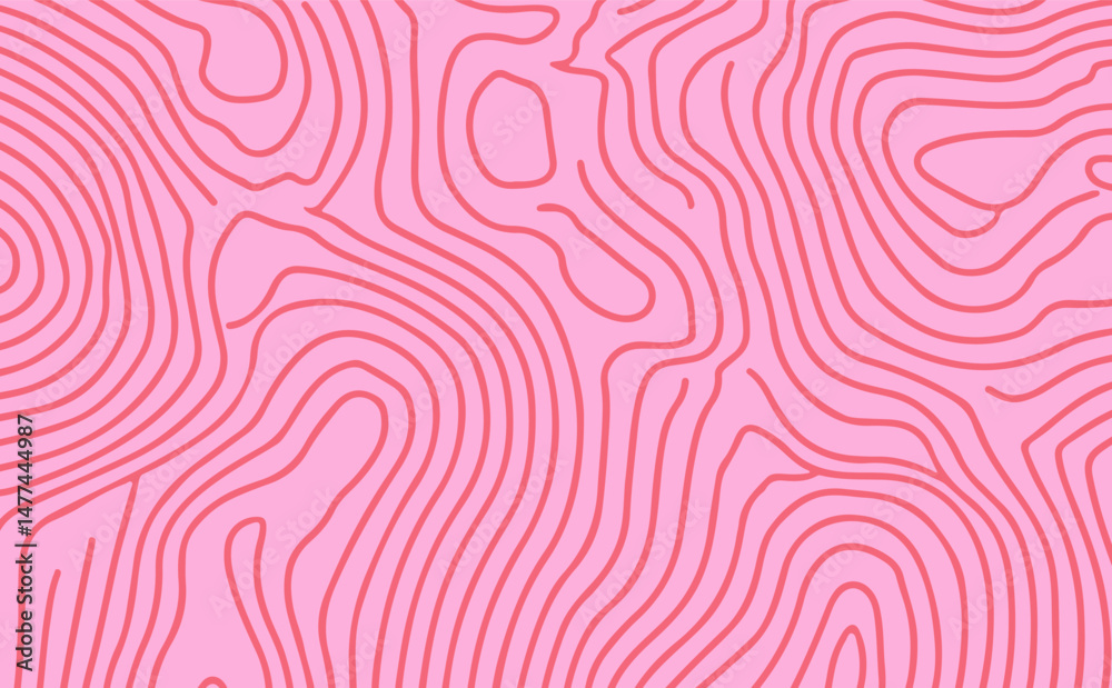 Poster abstract wavy pattern with bold, flowing lines in red and pink tones. modern, playful, and energetic