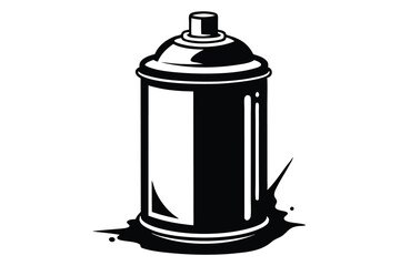 Monochrome spray can with dark paint spilling offers a classic bold statement