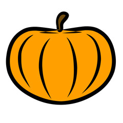 Stylized pumpkin illustration embodying autumn season on stark black background