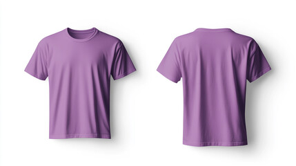 Purple T-shirt mockup showcasing front and back views on a clean white background, ideal for apparel design, branding, and product presentation.