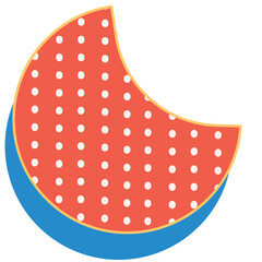Retro Memphis Style Semi-Circle with Polka Dot Pattern and Overlapping Blue Shape