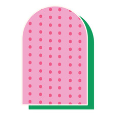 Retro Memphis Style Geometric Background – Pink Dotted Arch on Green and White