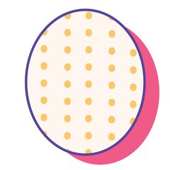Minimalist Memphis Style Circle Design – Cream Background with Yellow Polka Dots and Pink Shadow