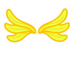 Stylized golden wings illustration with a symmetrical design on a dark backdrop