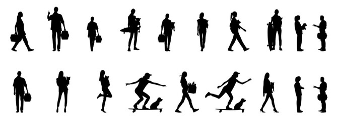 Little dog doctor standing in different styles vector set.