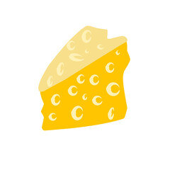 Cartoon cheese slice illustration with cut-out 'C' shapes on a dark background