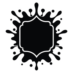 Black border outline design spreads outward mimicking a splashy ink blot pattern across the backdrop