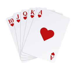 Card fan. Royal Flush of Hearts 