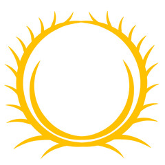 Stylized golden sun emblem on deep black background creates a vibrant contrast