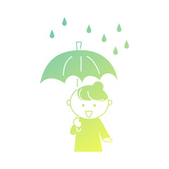 雨のグラデーションイラスト