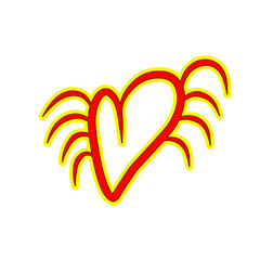 Stylized heart shape with elongated elements forming an abstract decorative pattern