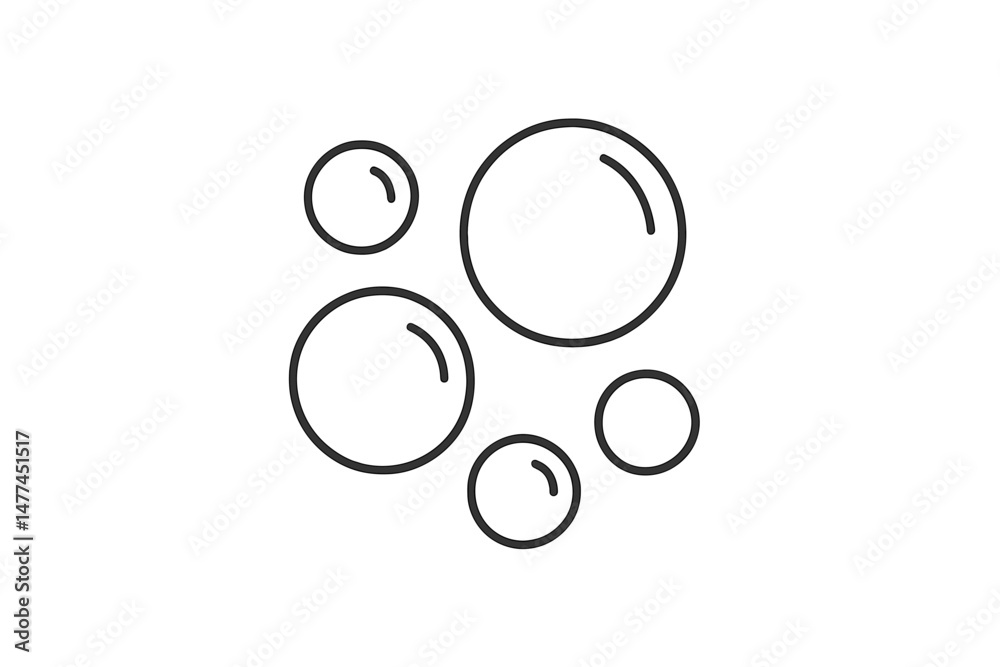 Aufkleber vector icon of floating bubbles in various sizes with a minimalistic design for digital use in web a