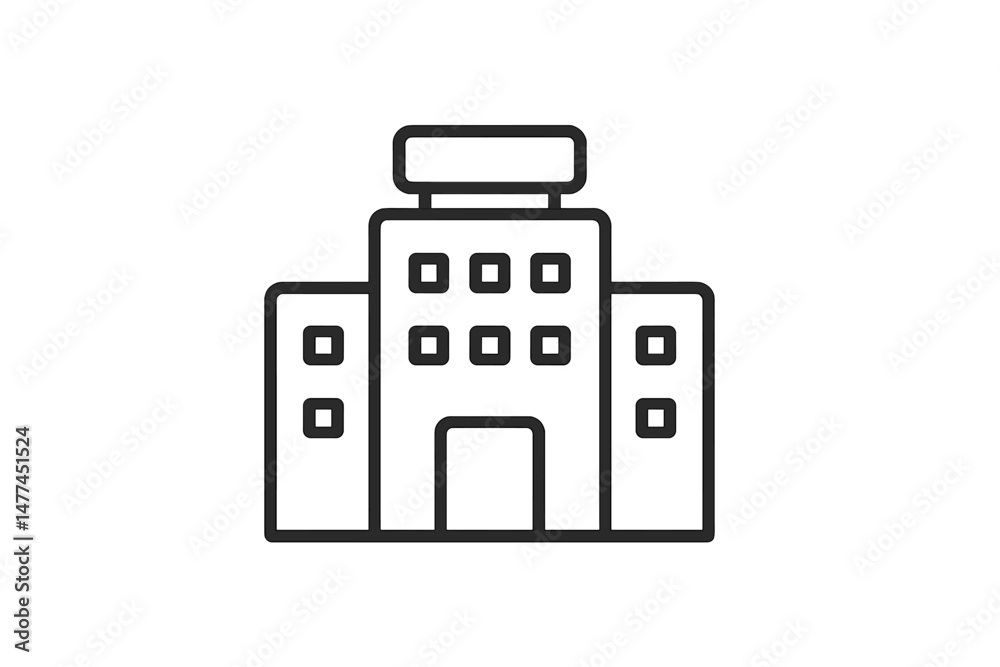 Poster vector icon representing a modern building design showcasing a simple structure with windows and an 