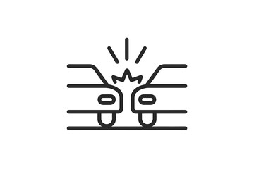 Vector icon representing a car collision depicting two vehicles with an impact graphic