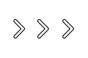 Obraz premium Three vector icons depicting right arrows in a minimalist style suitable for navigation or design projects