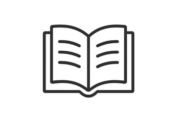 Open book vector icon representing knowledge, education, and learning in a minimalist style