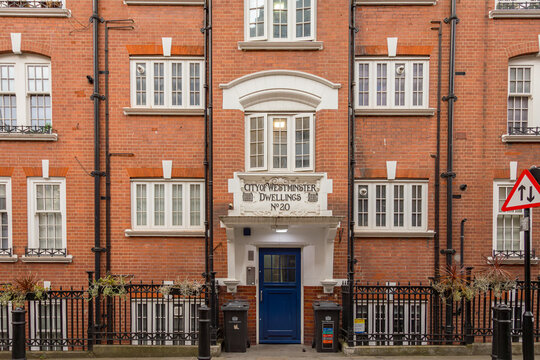 Facade of the City of Westminster Dwellings 20: A Historic Building in the Heart of London, Representing the Architectural Heritage of the City
