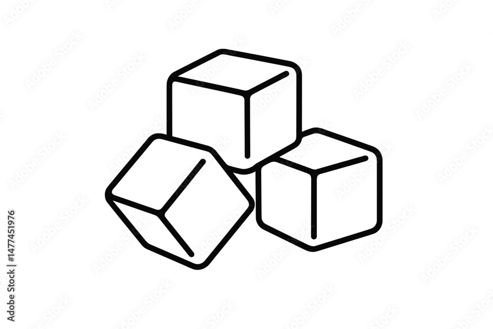Poster vector icon showcasing three geometric cubes arranged in a creative layout indicating structure and 