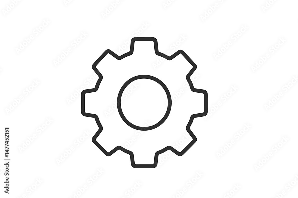 Wall mural simple vector icon representing a gear that symbolizes settings or mechanical processes in digital a