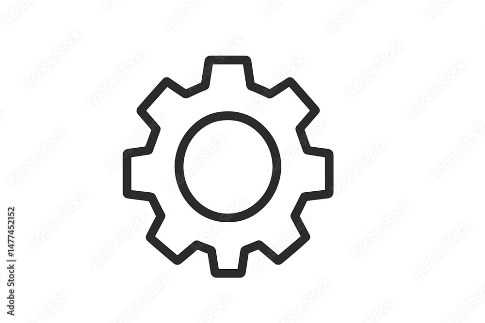 Poster vector icon representing a gear symbol commonly associated with settings or mechanical processes in 