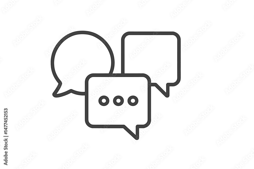 Aufkleber vector icon depicting multiple speech bubbles for communication and conversation design use in vario