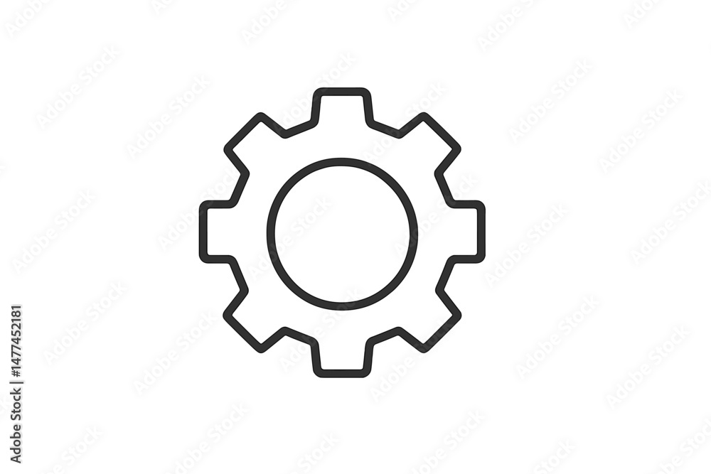 Poster vector icon of a simple gear symbol representing mechanics and engineering concepts in a minimalisti