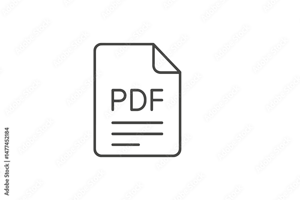 Poster vector icon representing a pdf document with lines and a folded corner showing a digital format for 