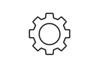 Vector icon of a simple gear symbol representing mechanics and engineering concepts in a minimalistic design